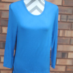 ELECTRIC BLUE TSHIRT WITH LEATHER ACCENTS